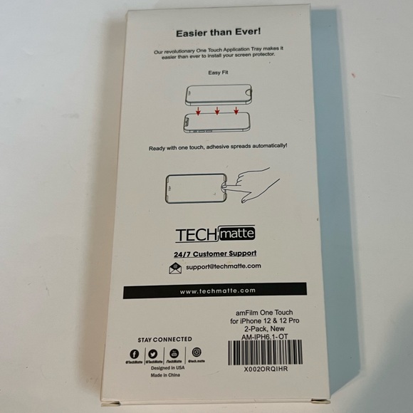 NIB amfilm One Touch iPhone 12 & 12 Pro 2-pack Screen Protector - Picture 2 of 2
